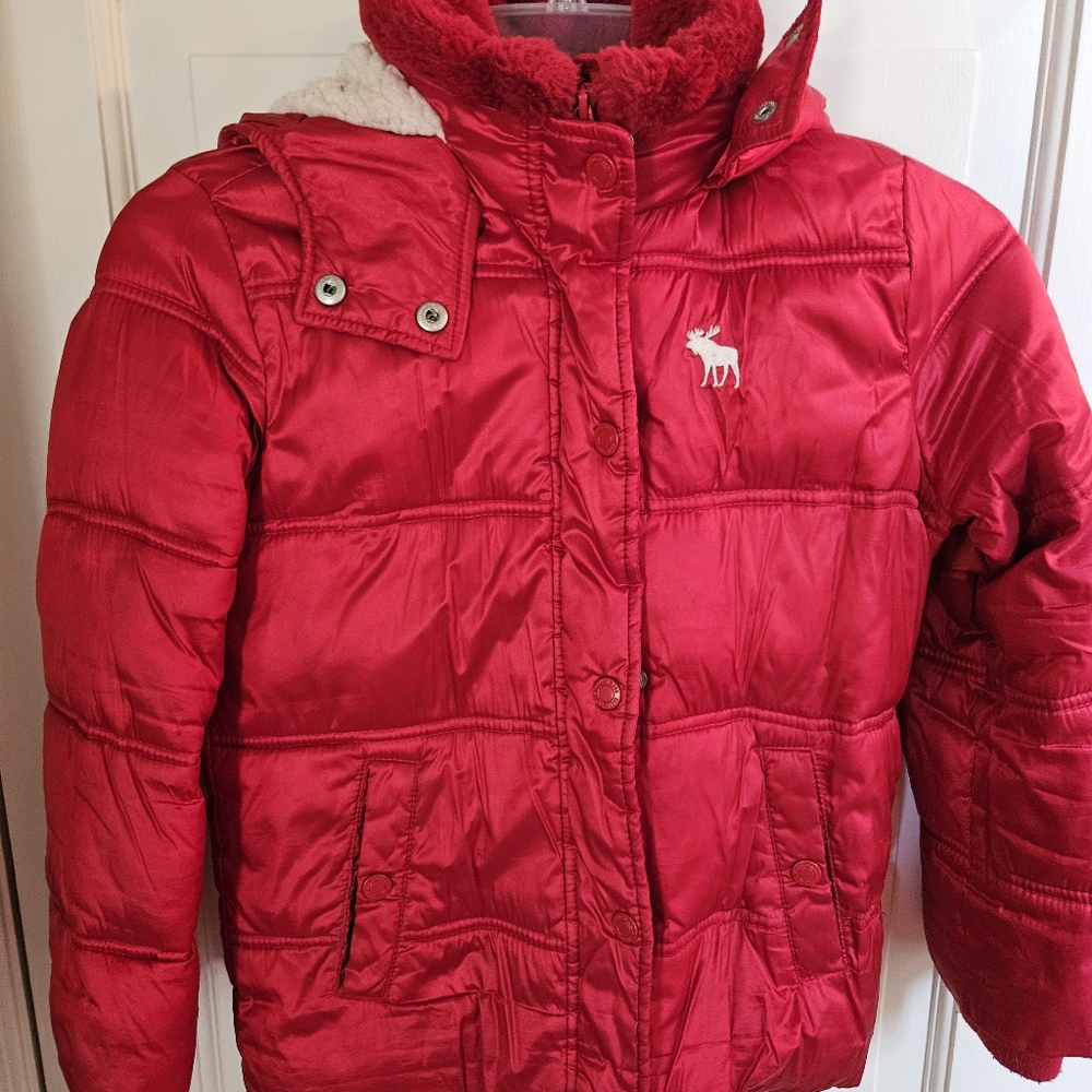 Abercrombie Kids Red Puffer Jacket with Quilted Design